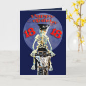 Carte de 18e anniversaire de Skeleton Biker (Fleur jaune)