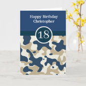 Carte de 18e anniversaire du Camouflage bleu de la (Fleur jaune)