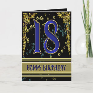Carte de 18ème anniversaire avec or et bulles