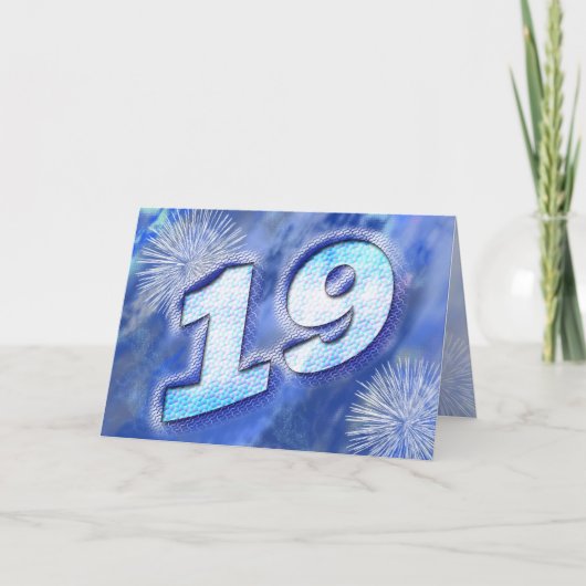 Carte de 19e anniversaire avec feux d'artifice (Devant)