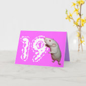 carte de 19e anniversaire de rat blanc (Fleur jaune)