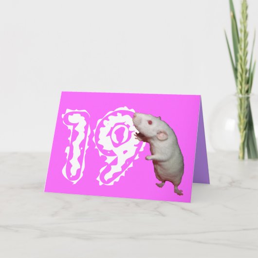 carte de 19e anniversaire de rat blanc (Devant)