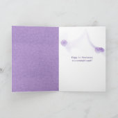 Carte de 1er anniversaire avec fleurs violettes (Intérieur)