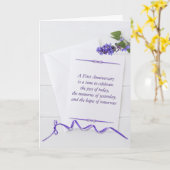 Carte de 1er anniversaire avec fleurs violettes (Fleur jaune)