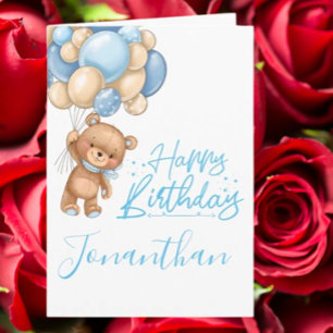 Carte de 1er anniversaire avec ours en peluche et