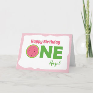 Carte de 1er anniversaire de la pastèque pour fill