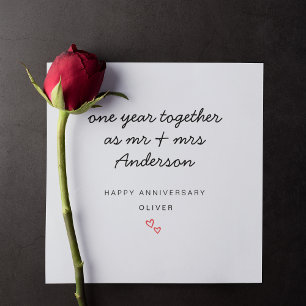 Carte de 1ère anniversaire de mariage pour mari et
