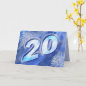 Carte de 20 ans avec feux d'artifice (Fleur jaune)