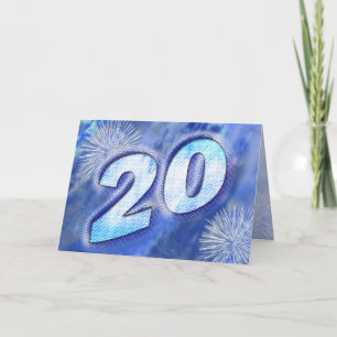 Carte de 20 ans avec feux d'artifice