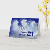 Carte de 21e anniversaire avec chevaux de surf bla (Fleur jaune)