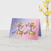 Carte de 22e anniversaire avec lettres fleuries (Fleur jaune)