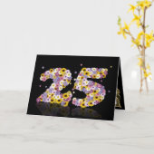 Carte de 25e anniversaire avec lettres fleuries (Fleur jaune)
