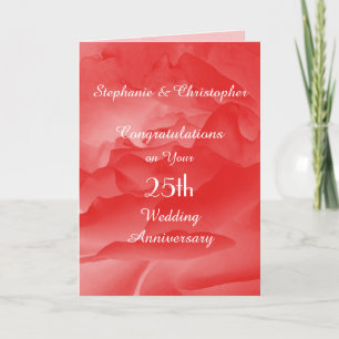 Carte de 25e anniversaire de mariage Coral Rose