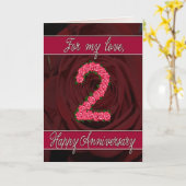 carte de 2e anniversaire avec des roses et des feu (Fleur jaune)