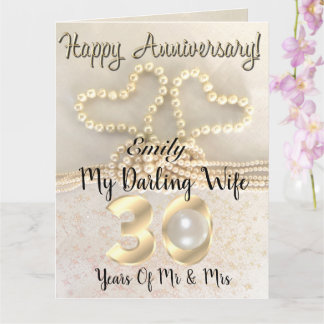 Carte de 30e anniversaire de mariage perlé pour fe
