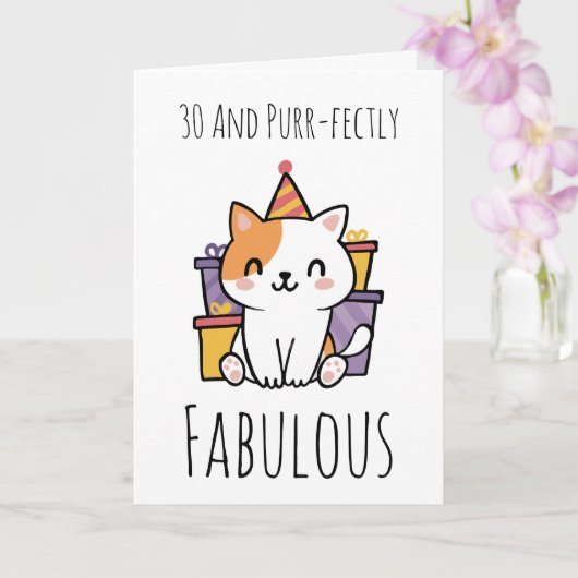 carte de 30e anniversaire du chat (Orchidée)