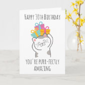 carte de 30e anniversaire du chat (Fleur jaune)