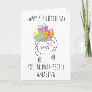 carte de 30e anniversaire du chat