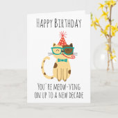carte de 30e anniversaire du chat (Fleur jaune)