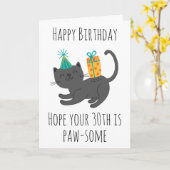 carte de 30e anniversaire du chat (Fleur jaune)