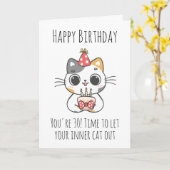 carte de 30e anniversaire du chat (Fleur jaune)