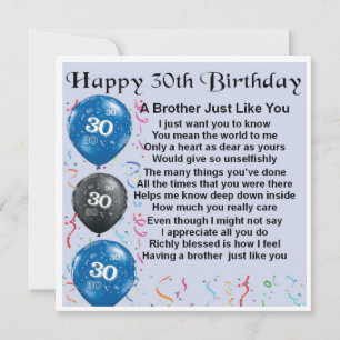 Carte de 30e anniversaire - Frère