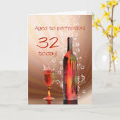 Carte de 32e anniversaire de vin éclaboussant (Fleur jaune)