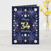 Carte de 34ème anniversaire avec des masses de bij (Fleur jaune)
