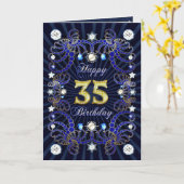 Carte de 35e anniversaire avec des masses de bijou (Fleur jaune)