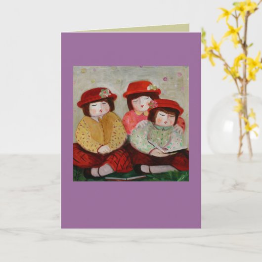 carte de 3 filles (Fleur jaune)