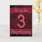 carte de 3e anniversaire avec roses et feuilles (Fleur jaune)