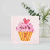 Carte de 3e anniversaire - cupcake aquarelle (Debout devant)