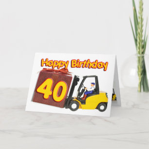 Carte de 40e anniversaire avec chariot élévateur à