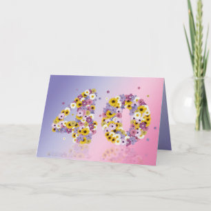 Carte de 40e anniversaire avec lettres fleuries