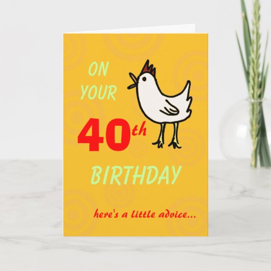 Carte de 40e anniversaire du poulet du printemps (Devant)