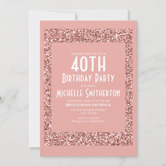Carte de 40e anniversaire femme Parties scintillan (Devant)