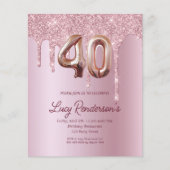 Carte de 40e anniversaire pour sa parties scintill (Devant)