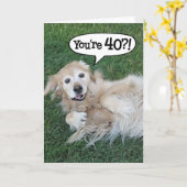 Carte de 40e anniversaire Shocked Golden Retriever (Fleur jaune)