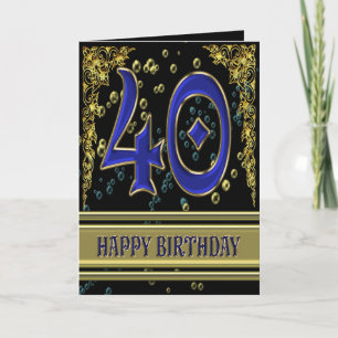 Carte de 40ème anniversaire avec or et bulles