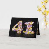 Carte de 41e anniversaire avec lettres fleuries (Fleur jaune)