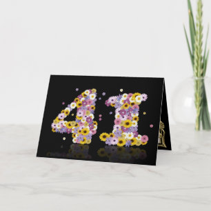 Carte de 41e anniversaire avec lettres fleuries