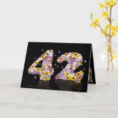 Carte de 42e anniversaire avec lettres fleuries (Fleur jaune)
