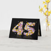 Carte de 45e anniversaire avec lettres fleuries (Fleur jaune)
