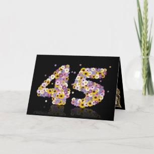 Carte de 45e anniversaire avec lettres fleuries