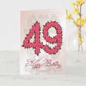 Carte de 49e anniversaire avec rose et feuille (Fleur jaune)