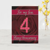 Carte de 4e anniversaire avec des roses et des feu (Fleur jaune)