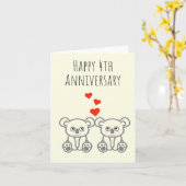 Carte de 4e anniversaire Cute Koala Bear Couple-Ha (Fleur jaune)
