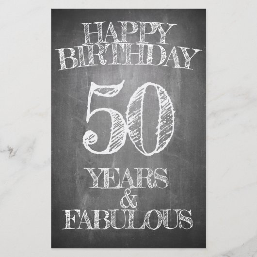Carte de 50 ans de naissance style tableau noir (Devant)