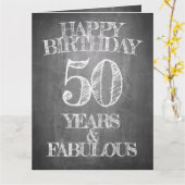 Carte de 50 ans de naissance style tableau noir (Fleur jaune)