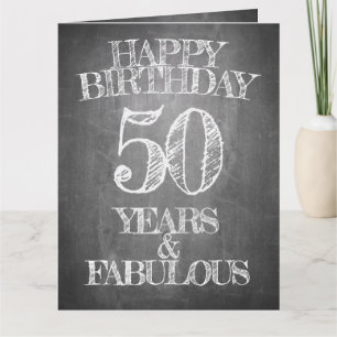 Carte de 50 ans de naissance style tableau noir